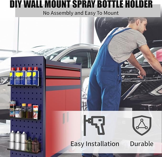 8 Pack Spray Bottle Holder Wall-Mounted, Aerosol Spray Can Holder Storage Rack - Image 5