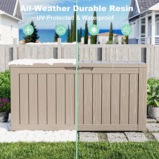 90 Gallon Deck Box, Resin Outdoor Storage Box - Image 5