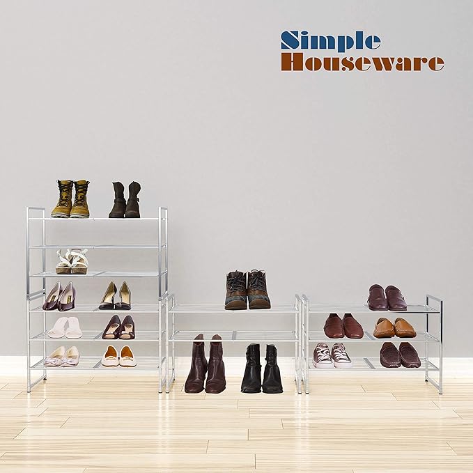 Simple Houseware 3-Tier Stackable Shoes Rack Storage Shelf - Image 5