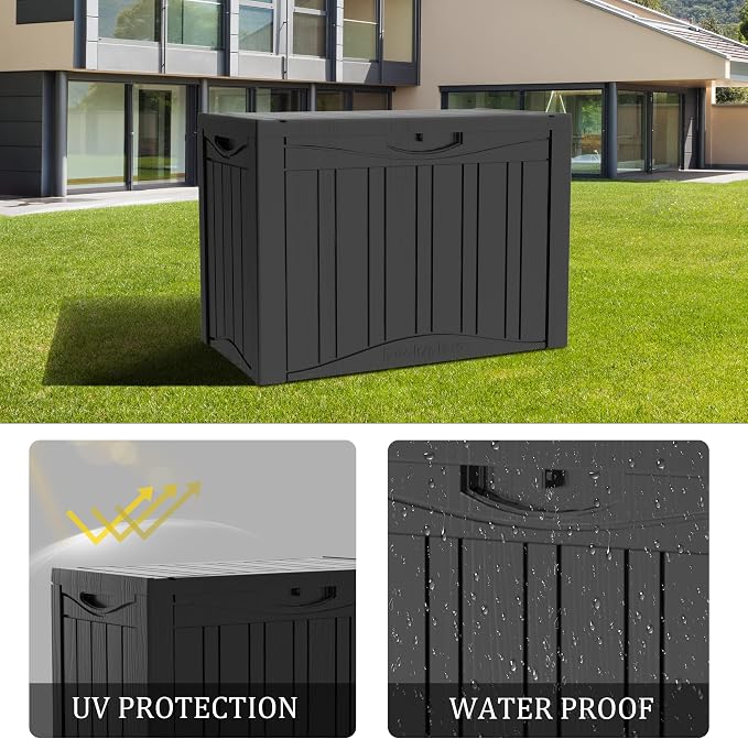50 Gallon Plus Resin Deck Box, Waterproof Outdoor Storage Box - Image 4
