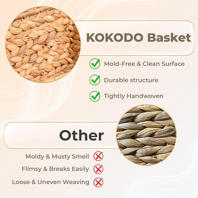 KOKODO Pack 3 Medium Wicker Storage Baskets - Image 4