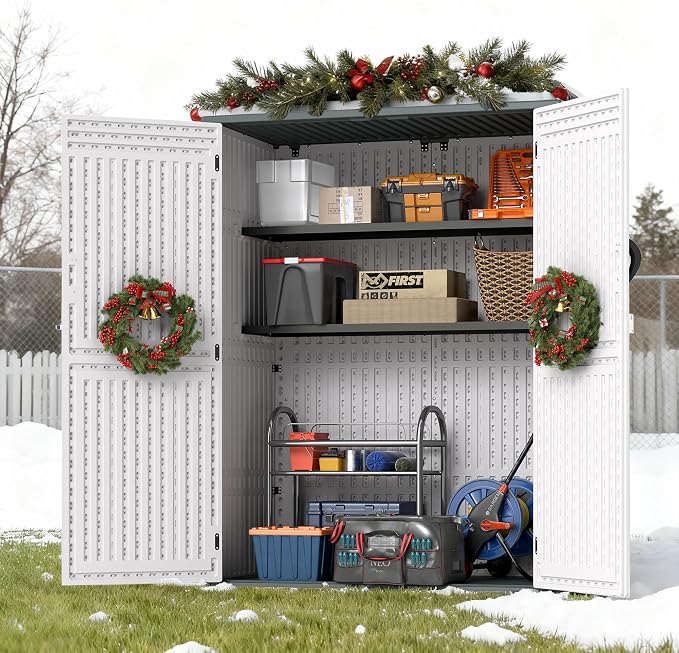 EHHLY Vertical Resin Storage Shed, 60 Cuft Garden Tool Sheds & Outdoor Storage - Image 2