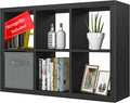 Bookshelf with Storage Bin, 6-Cube Storage Organizer, Modern Wood Open Bookcase by furtble