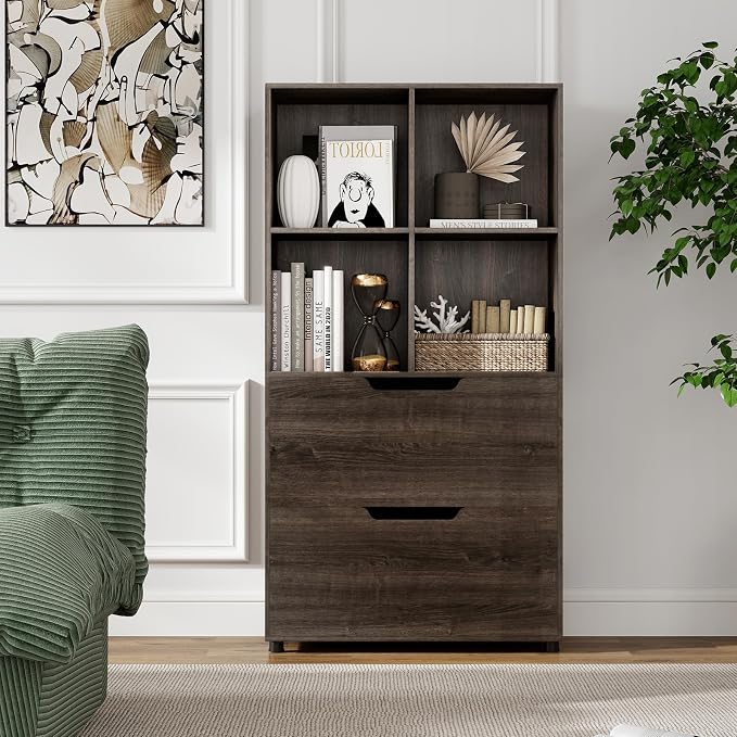 GOFLAME 4-Tier Bookcase with 2 Drawers, 51” Tall Bookshelf with 4-Cube Open - Image 8