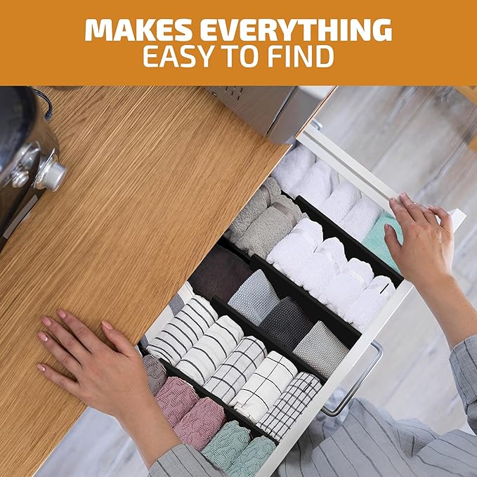 6 Pack Drawer Dividers 4 Inch High, 11”-17" Adjustable Bamboo Organizers Large - Image 7