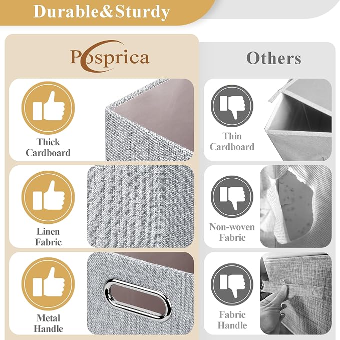 Posprica Closet Organizers and Storage, 4 Pack Large Linen Storage Bins - Image 3