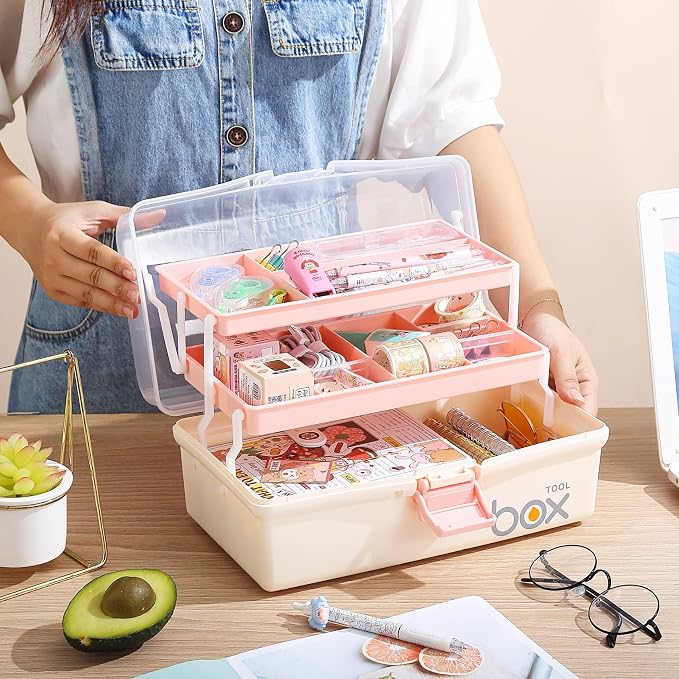 2PCS 12'' Three-Layer Clear Plastic Storage Box/Tool Box - Image 4