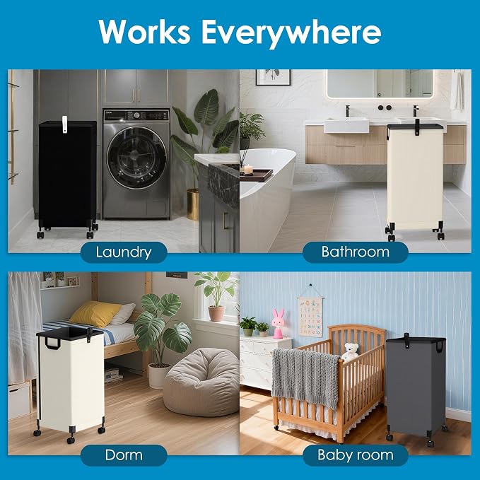 Laundry Basket with Wheels 105L, Large Rolling Laundry Hamper with Removable Bag - Image 6