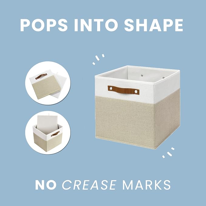 OrganiHaus 13" x 13" x 13" Cube Fabric Storage Bins Set of 4, Canvas Storage - Image 6