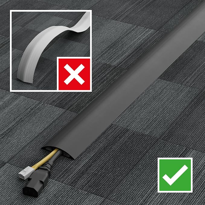 D-Line 6ft Floor Cord Cover, Made in USA Linkable Cable Protector, Hide - Image 7