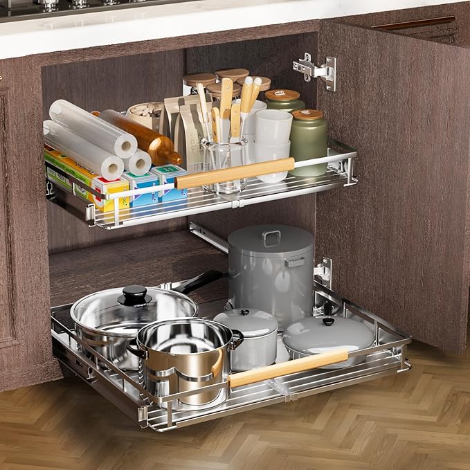2 Pack Expandable Pull Out Cabinet Organizer，Side Mounting - Image 7