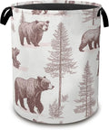 Large Laundry Basket, Retro Bear Collapsible Laundry Baskets, Forest Printed by Unknown