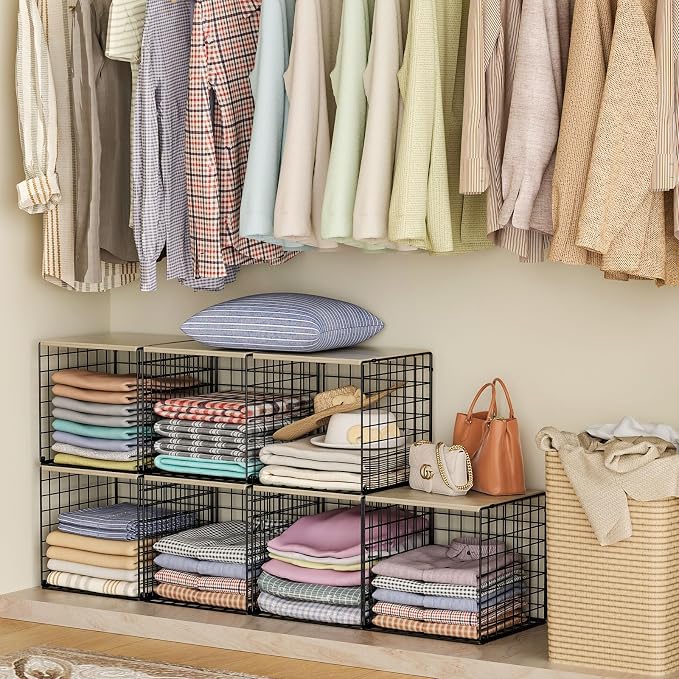 4-Tier Stackable Closet Organizers and Storage Basket, Shelves - Image 2