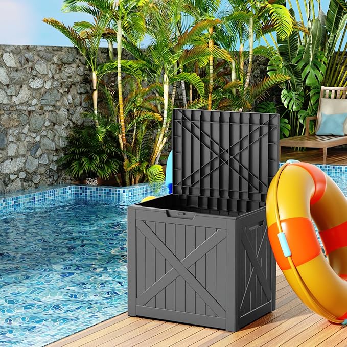 32 Gallon Outdoor Deck Box, Storage Lockable Waterproof Patio Furniture - Image 3