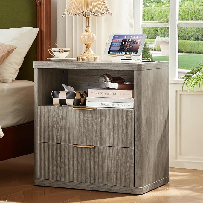 LEYAOYAO Fluted Nightstand by LEYAOYAO-Findtheshiningpointofyourideallife%EF%BC%81