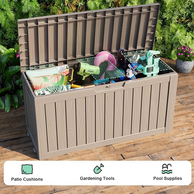 180Gallon Waterproof Outdoor Storage Box, UV Resistant Resin Deck Box - Image 5