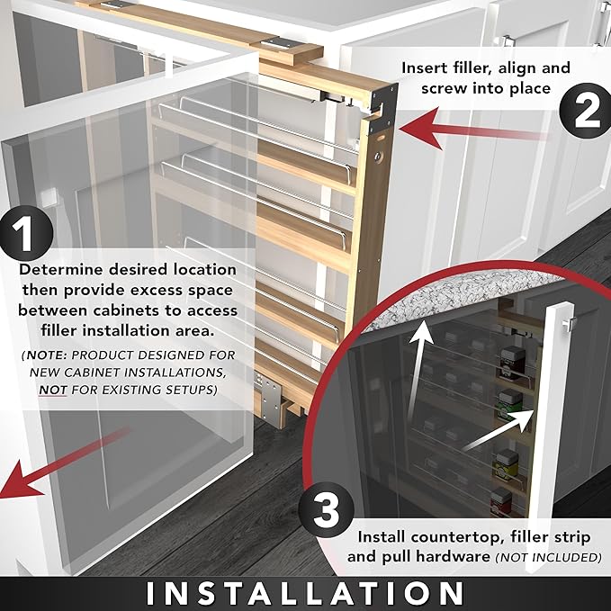 Wood Wall Filler Pull Out for 39" H New Kitchen Applications w/BB Soft Close - Image 6