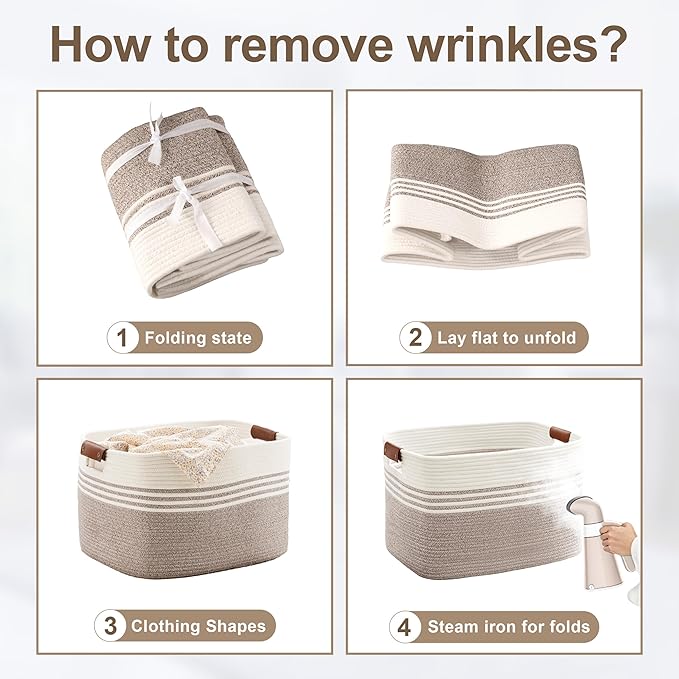 60L Large Laundry Basket with Leather Handles - Image 3