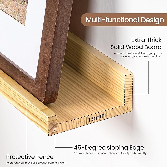 Picture Ledge Shelf, Floating Shelves Set of 2, 48 Inches Solid Wood Nursery - Image 4