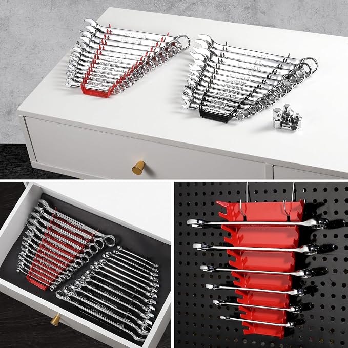 ALOANES 26-Slot Metal Wrench Organizer, Heavy Duty Hanging Wrench Organizer Tray - Image 7