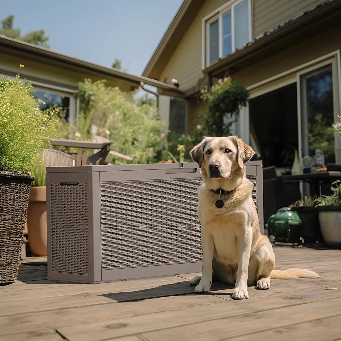 DRATO 320 Gallon Deck Box, Outdoor Large Waterproof Resin Storage Box - Image 3