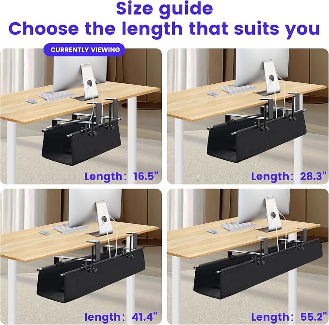 Under Desk Cable Management Tray, Clamp-On Cord Organizer，No Drilling Required - Image 6