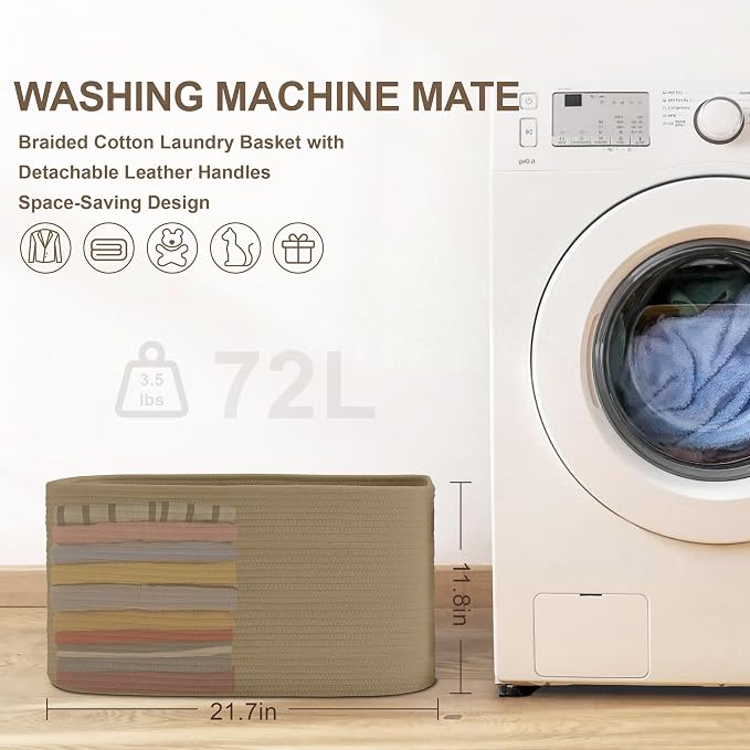 72L Large Wicker Laundry Basket - Image 8