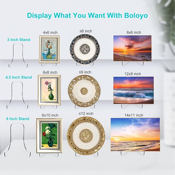 Boloyo Flat Back Acrylic Plate Display Stand, 3 Inch 2PC Clear Acrylic Display - Image 3
