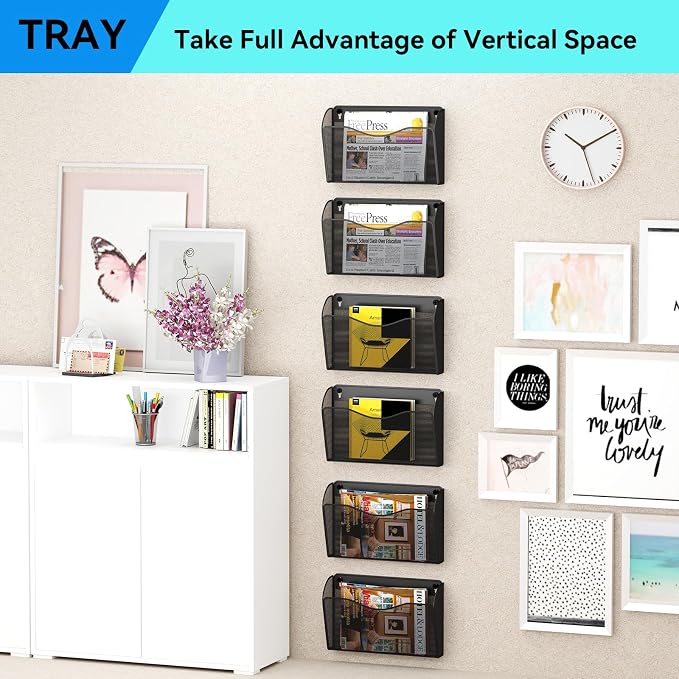 6 Single Pocket Wall File Holder, Mesh Hanging File Folder Paper Organizer - Image 7