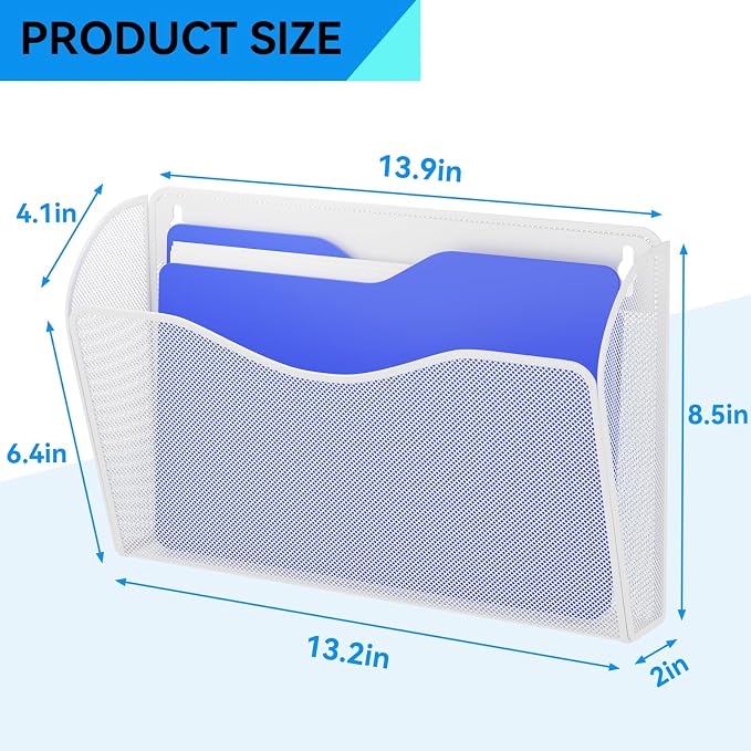 3 Single Pocket Wall File Holder, Mesh Hanging File Folder Paper Organizer - Image 3