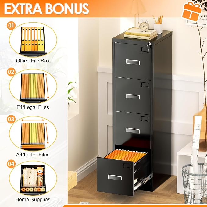 INTERGREAT 4 Drawers File Cabinet - Image 3