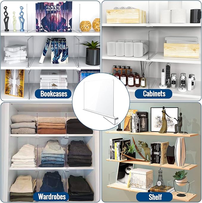 8 Pack Clear Acrylic Shelf Dividers - Image 6