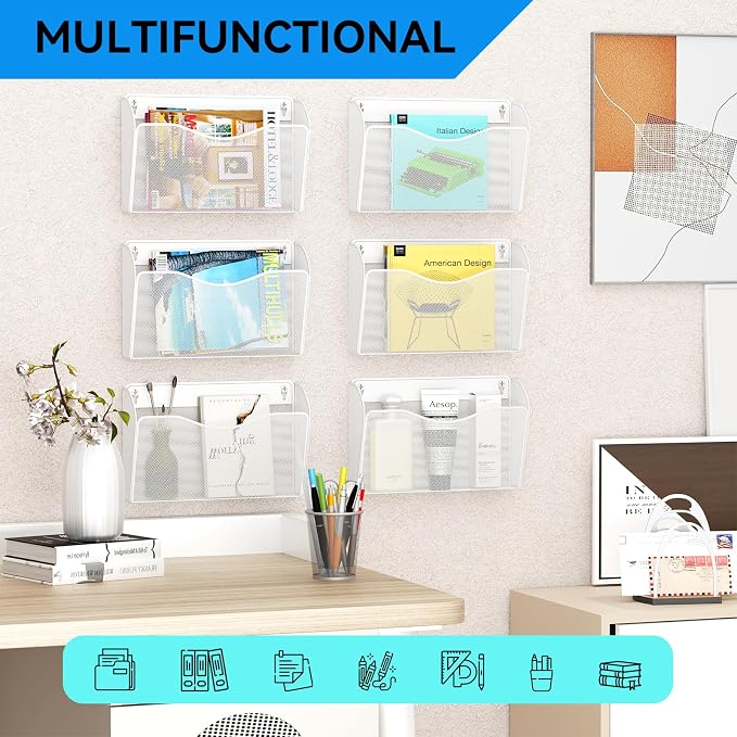 Single Pocket Wall File Holder, Mesh Hanging File Folder Paper Organizer - Image 6