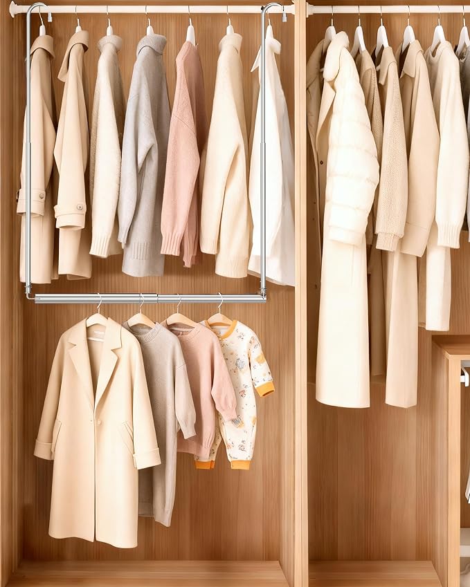 Hanging Closet Rod, Adjustable Height & Width Closet Rods - Image 2