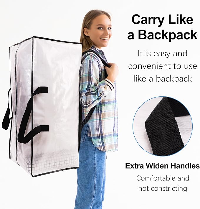 12 Pack Heavy Duty Large Moving Bags W/Backpack Straps - Image 4