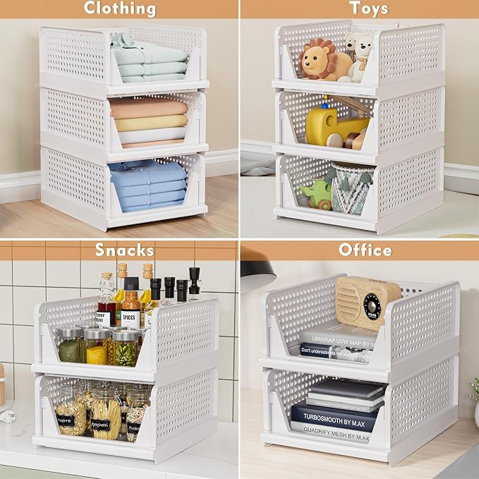 5 Pack Stackable Closet Storage Basket - Image 3