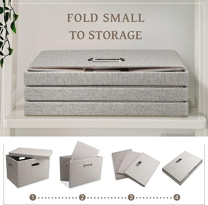 Medium 15" 21 Quart Collapsible Stackable Storage Bins - Image 5