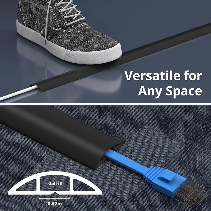 ZhiYo 3.6ft Cord Covers for Wires on Floor, Soft PVC Cable Cover Cable Protector - Image 8