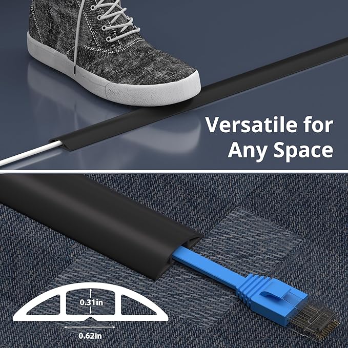 ZhiYo 10ft Cord Covers for Wires on Floor, Cord Hider Floor Hide Extension Cords - Image 7