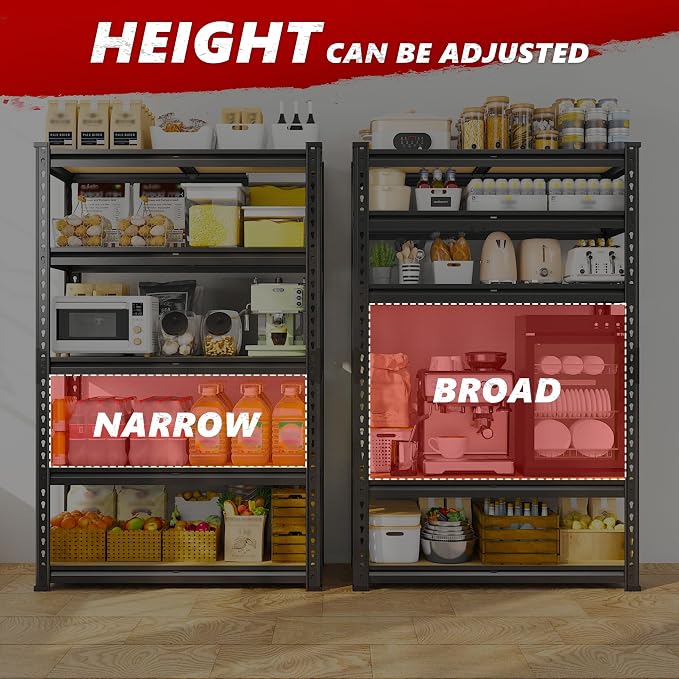 REIBII 2020LBS Garage Shelving Heavy Duty 5 Tier Storage Shelves Adjustable - Image 5