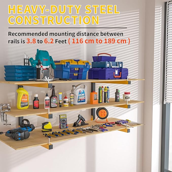 2 PACK Lumber Storage Rack Wall Mount Wood Organizer Storage Racks Heavy Duty - Image 3