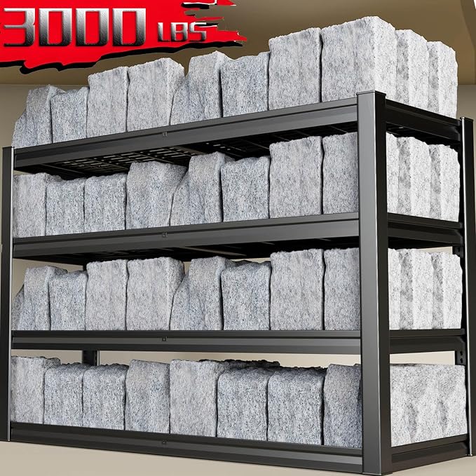 62" Wide Heavy Duty Garage Shelving Units, Steel Shelf, Large Storage Rack - Image 4