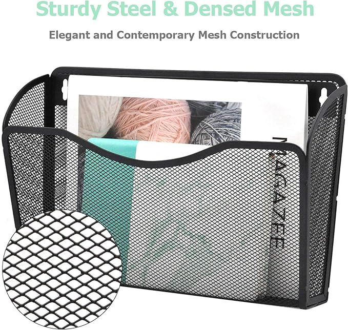 EASEPRES 3 Single Pocket Mesh Hanging File Organizer, Vertical Wall Mounted - Image 4
