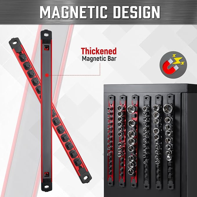ALOANES 3-Piece Magnetic Tool Organizer, Heavy Duty Aluminum Rails, 360 Swivel - Image 4