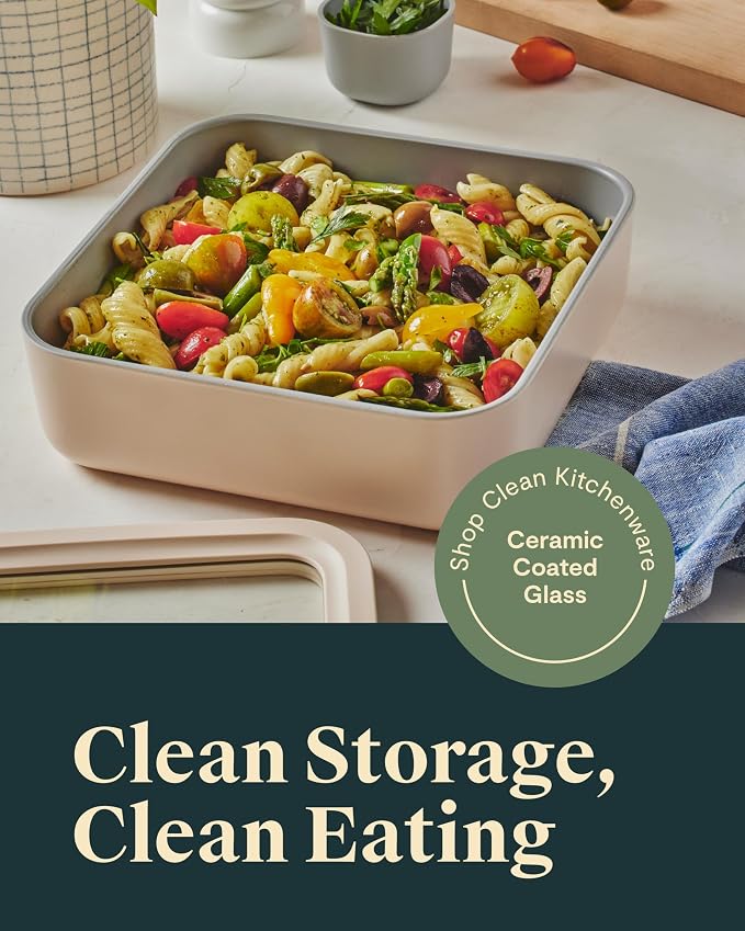 Caraway Glass Food Storage, 10 Cup Glass Container, Ceramic Coated Food - Image 2