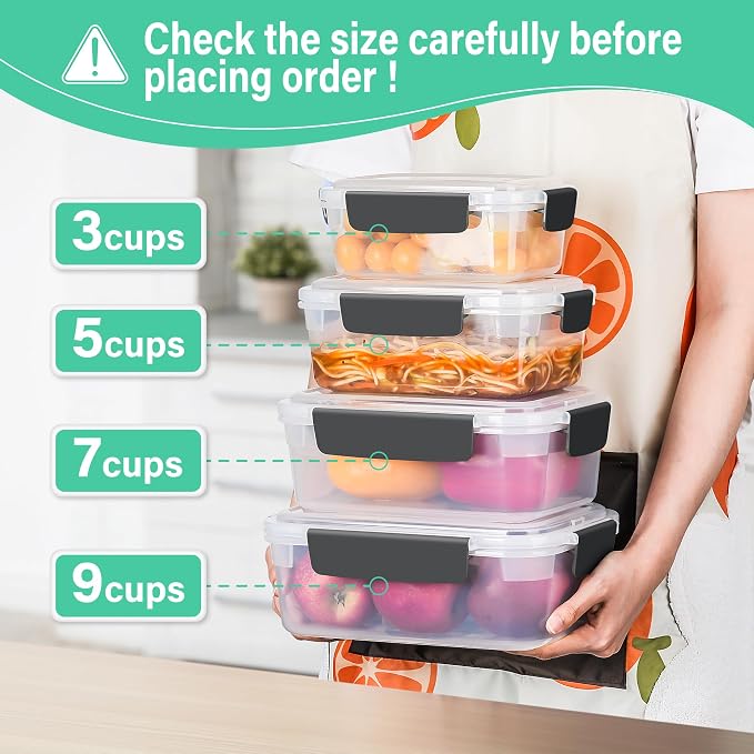 YORY 9 cup Plastic Food Storage Containers - Image 3