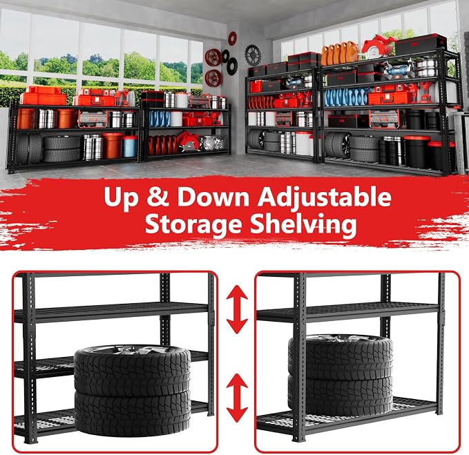 Storage Shelves 2PCS, Garage Shelving Heavy Duty 2800 LBS Capacity, 5 Tier - Image 5