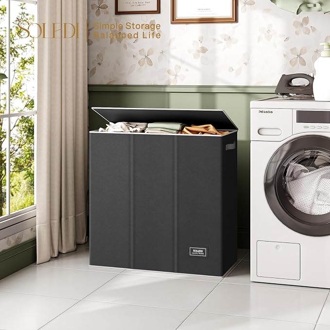 SOLEDI 160L Laundry Hamper 3 Section, Extra Large Laundry Hamper - Image 7