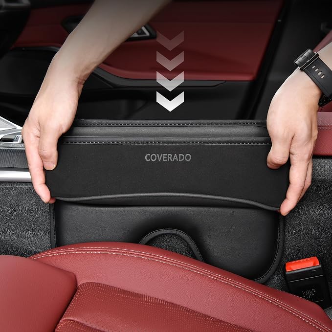 Coverado Universal Car Seat Gap Filler Organizer, Premium Suede Leather Car - Image 2