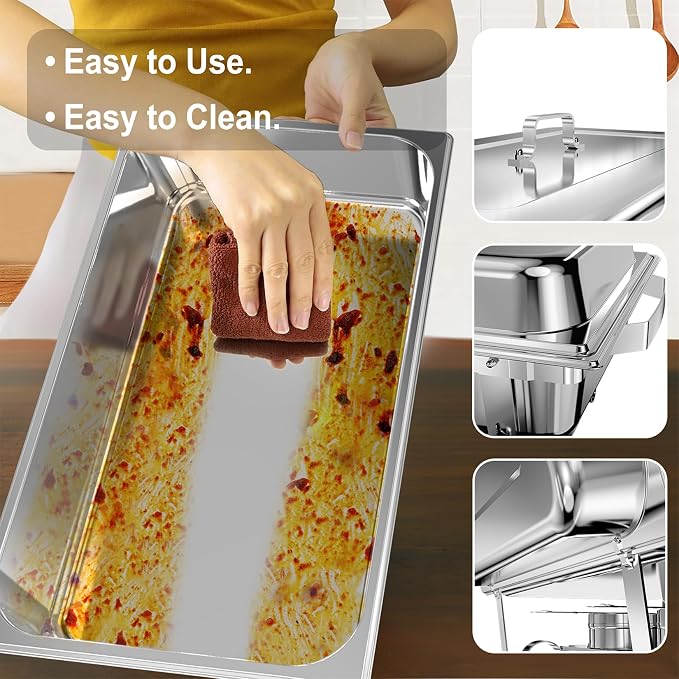 Chafing Dishes for Buffet 2 Pack, 11QT Stainless Steel Food Warmers for Parties - Image 6
